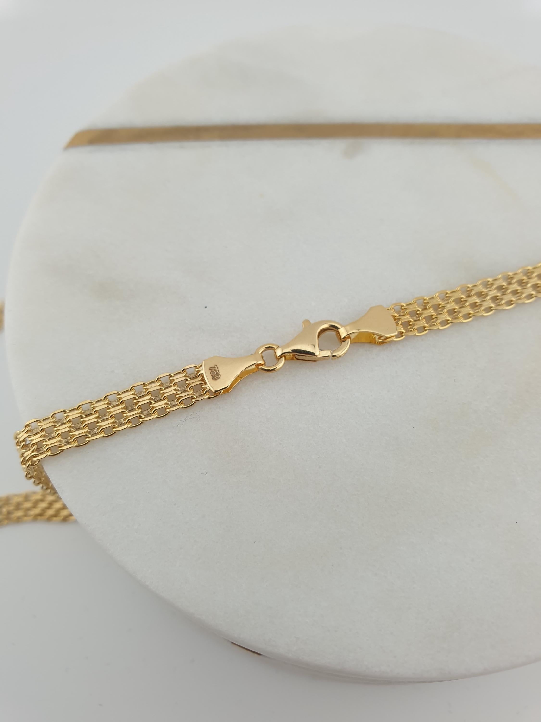 18K Gold Bismarck Chain Necklace – 18 Inch Length Fine Jewelry 5mm Thickness