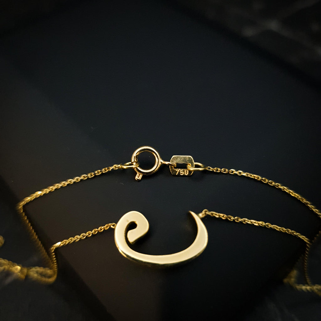 18K Gold Vav Letter Necklace: Persian Arabic Initial Pendant