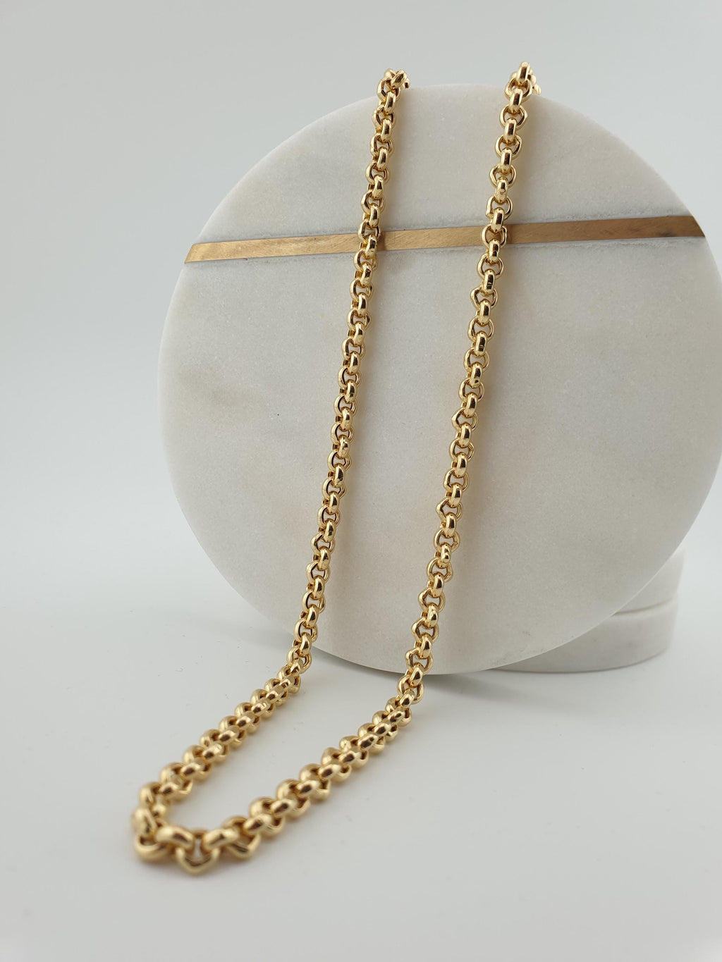 18K Solid Gold Rolo Chain Necklace – 24 Inch Length Fine Jewelry