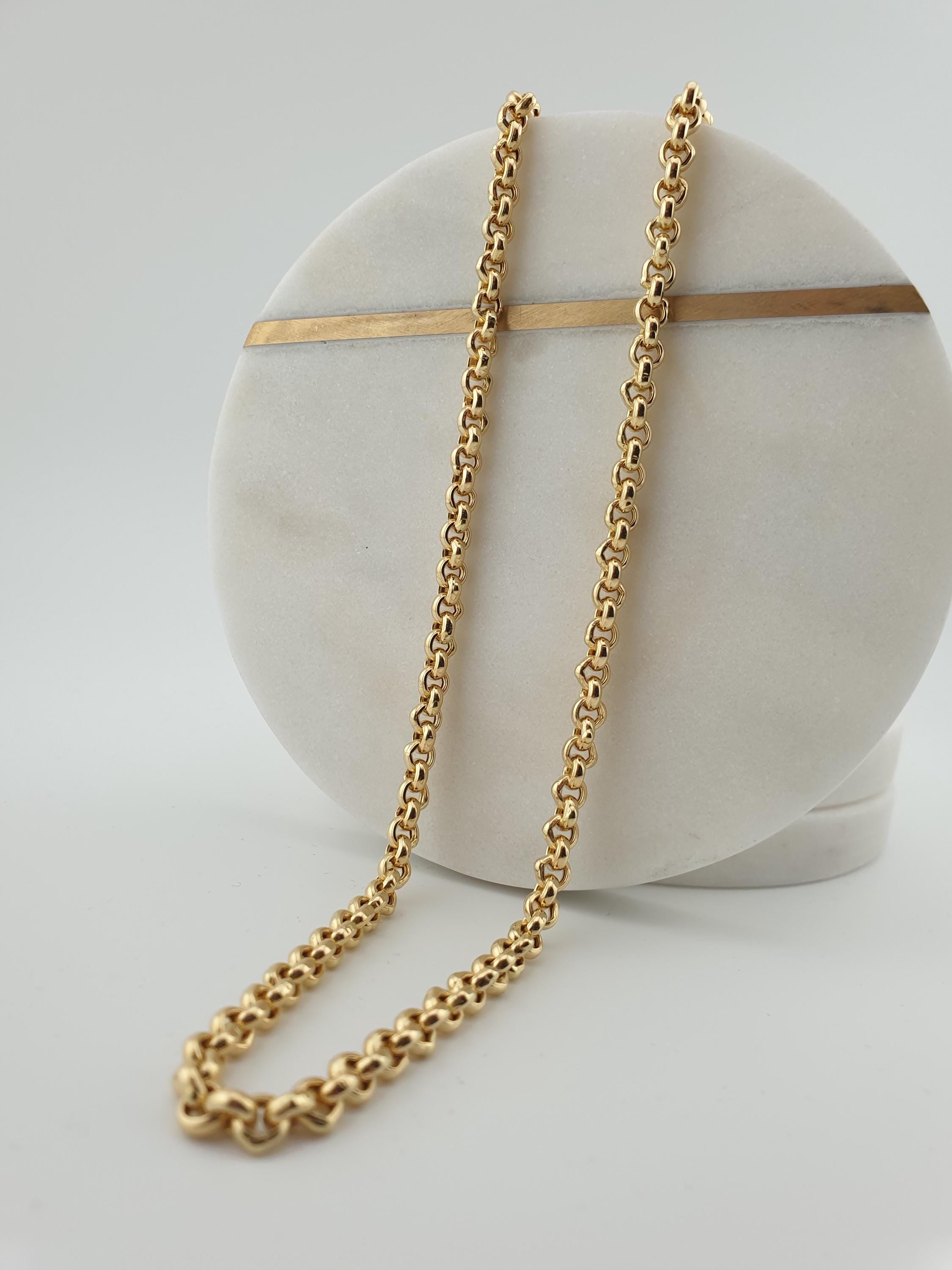 18K Solid Gold Rolo Chain Necklace – 24 Inch Length Fine Jewelry