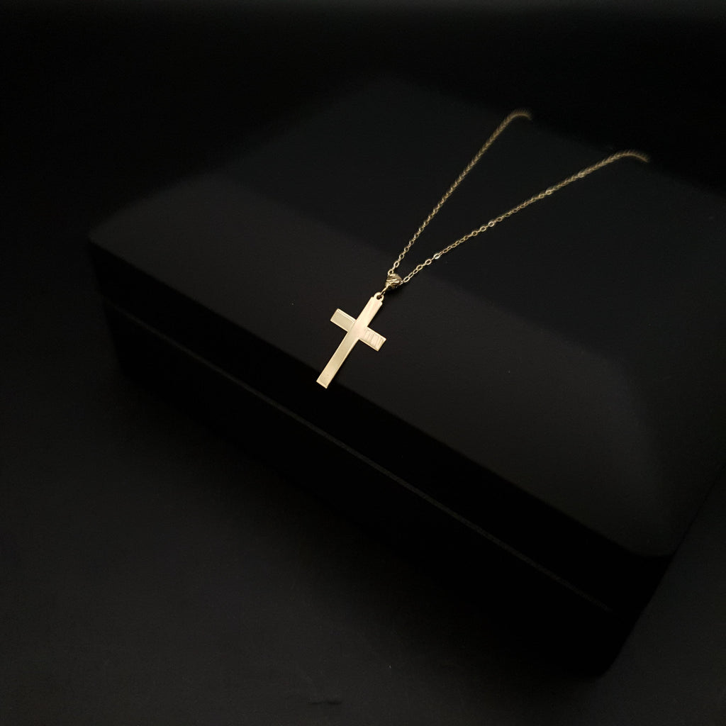 14K Real Gold Cross Necklace: Baptism Gift