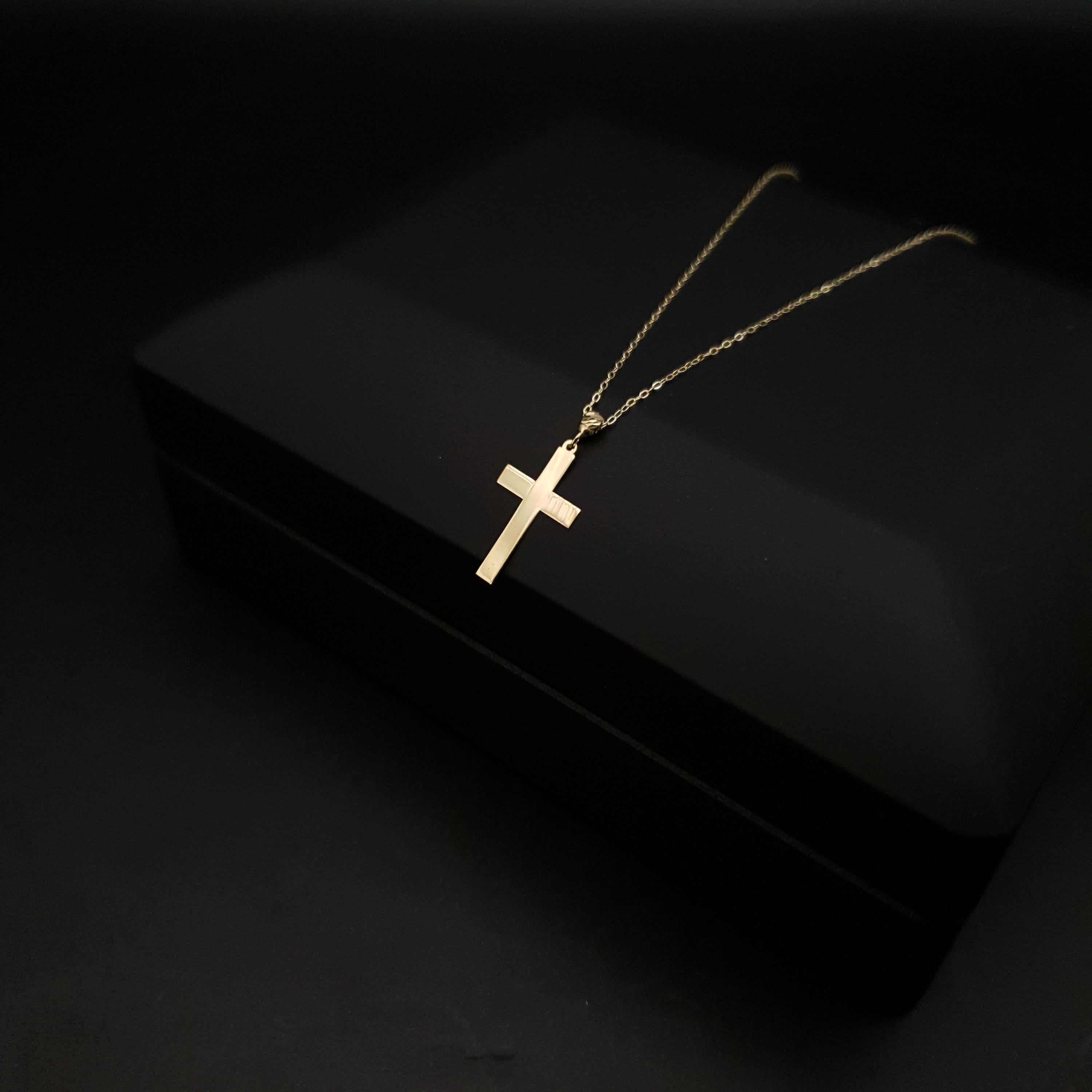 14K Real Gold Cross Necklace: Baptism Gift