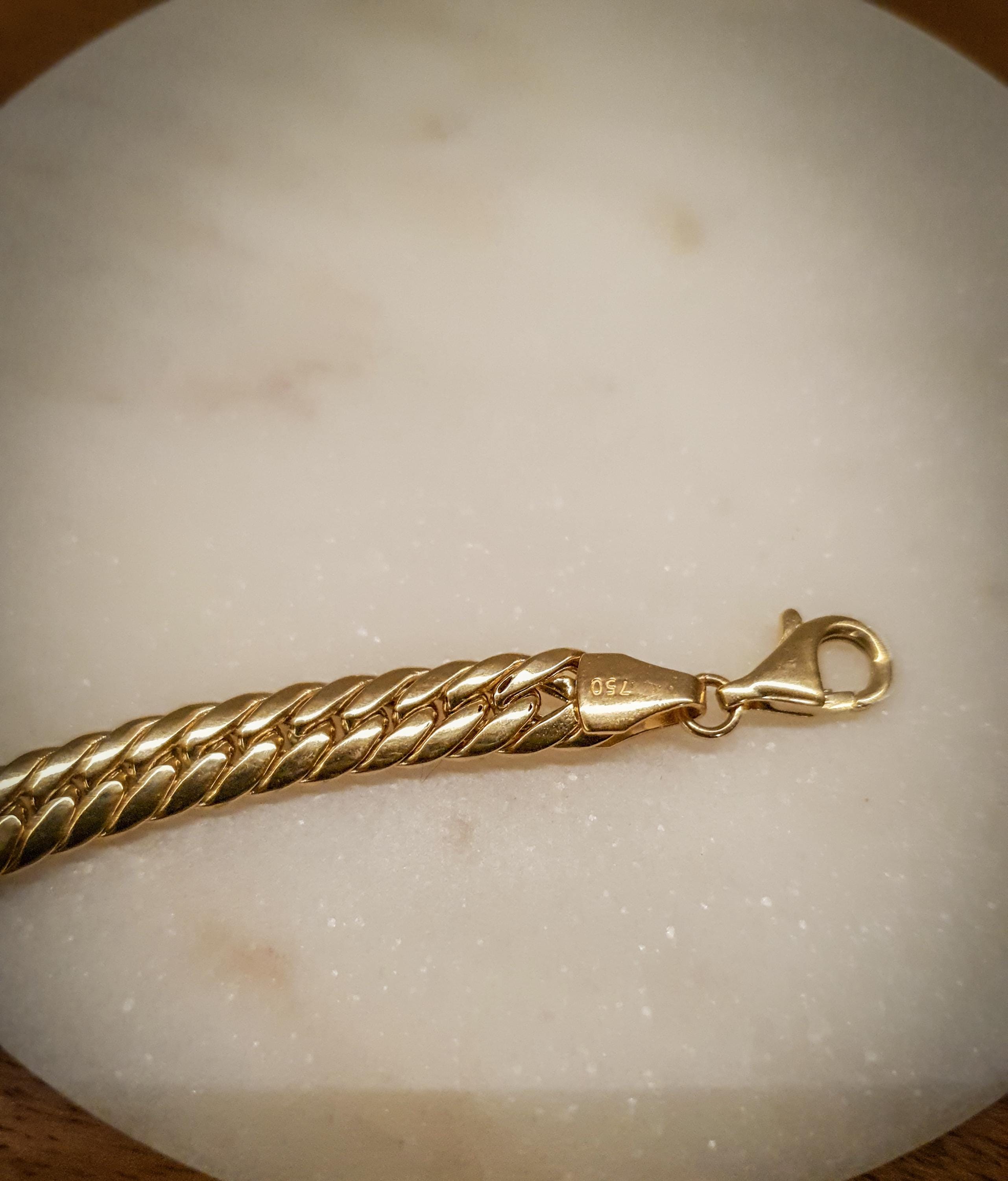 18K Gold Curb Chain Bracelet, 8 inch length and 4mm thickness,