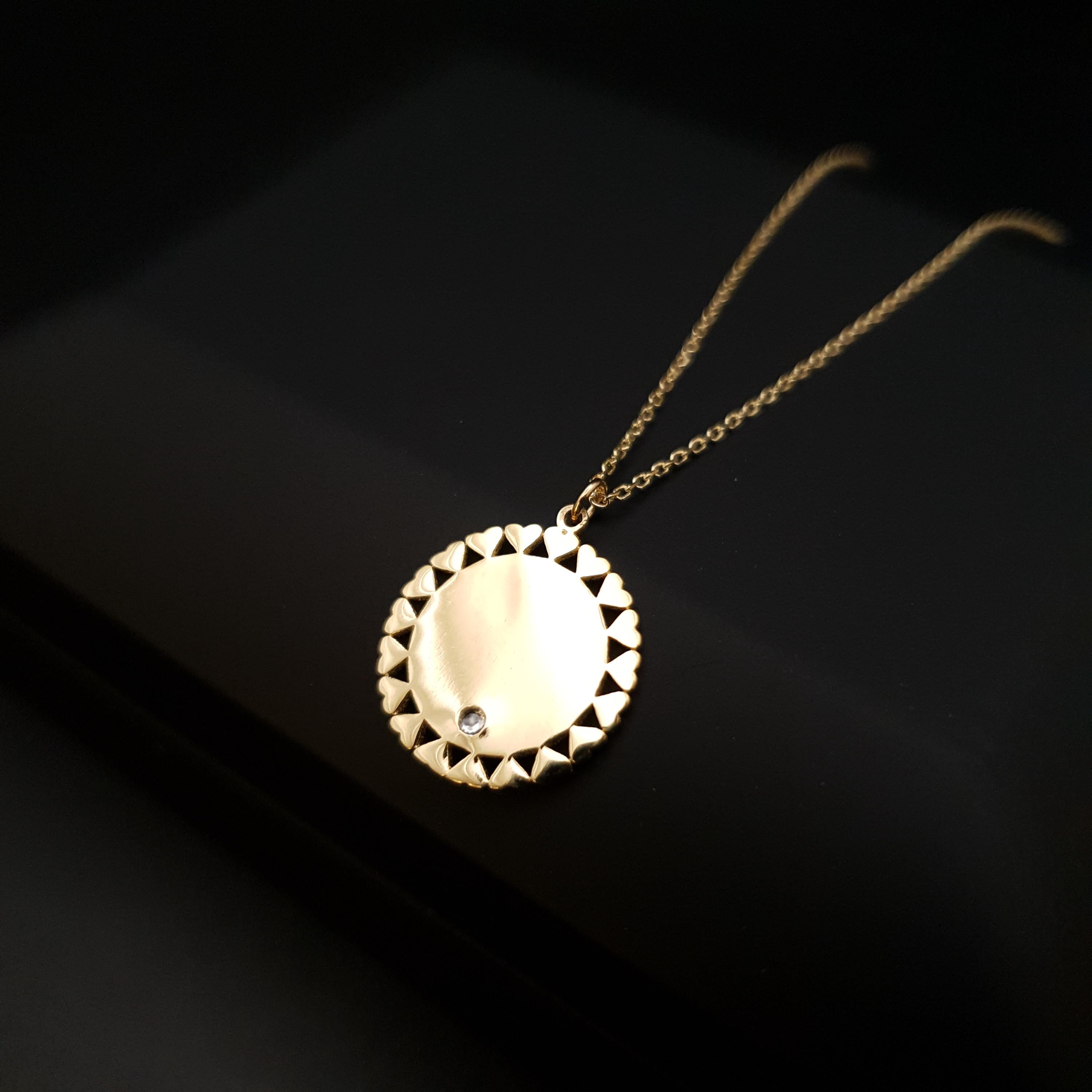 18K Gold Circle Pendant Necklace: Love Circle, 18 inch
