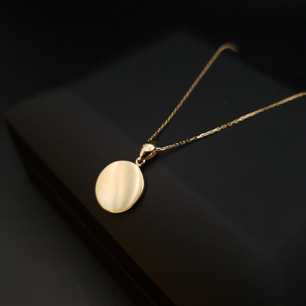 18K Gold Flower of Life Necklace: Turquoise Pendant, 17 inch