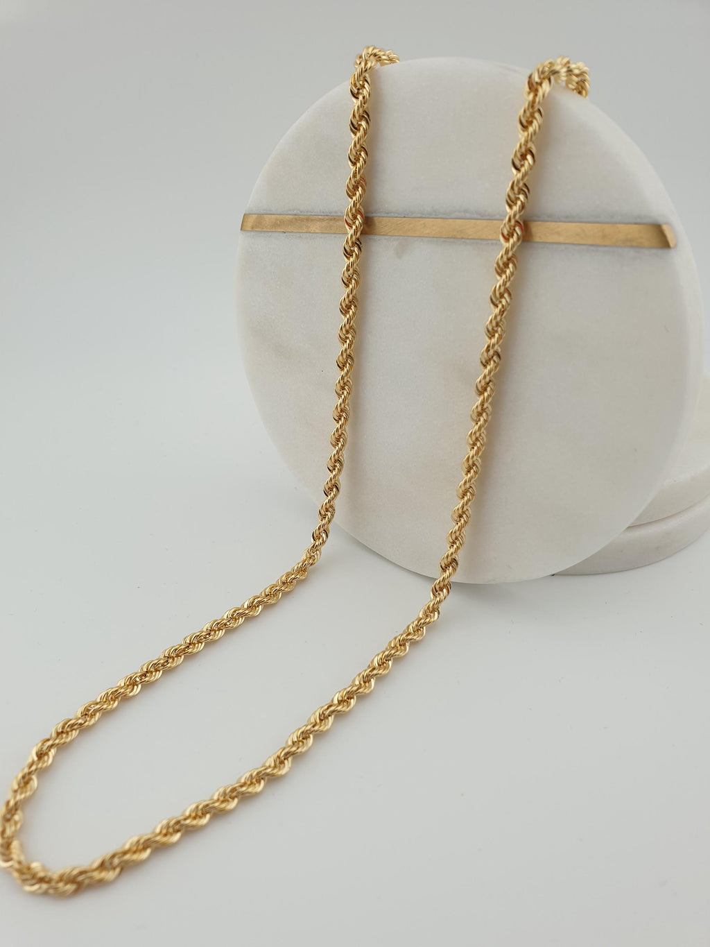 18K Gold Rope Chain Necklace 25 inch- 3.8mm Thickness – Twist Chain, Luxury Minimal Jewelry