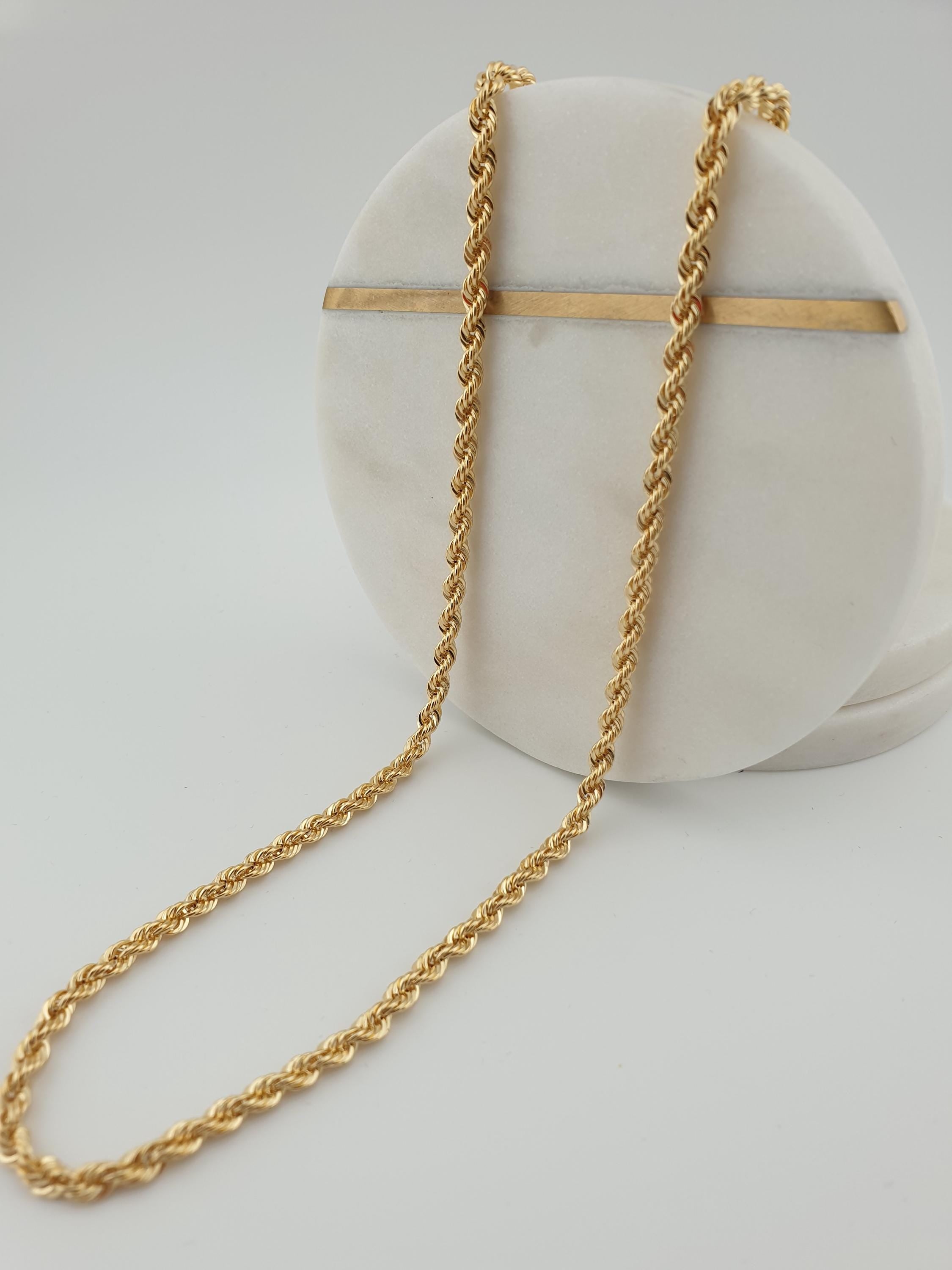 18K Gold Rope Chain Necklace 25 inch- 3.8mm Thickness – Twist Chain, Luxury Minimal Jewelry