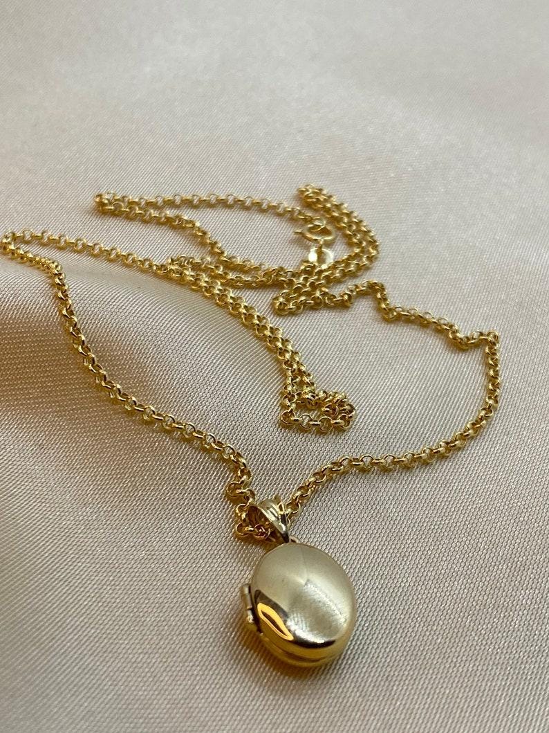14k Real Gold Oval Locket Necklac,22 inch, Photo Memorial Pendant