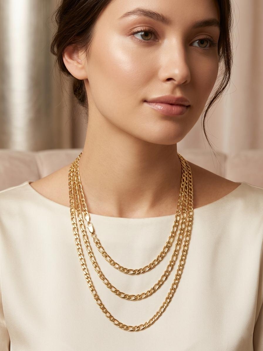 14K Real Gold Tiger Eye Link Chain Necklace: Solid Gold Unisex Jewelry