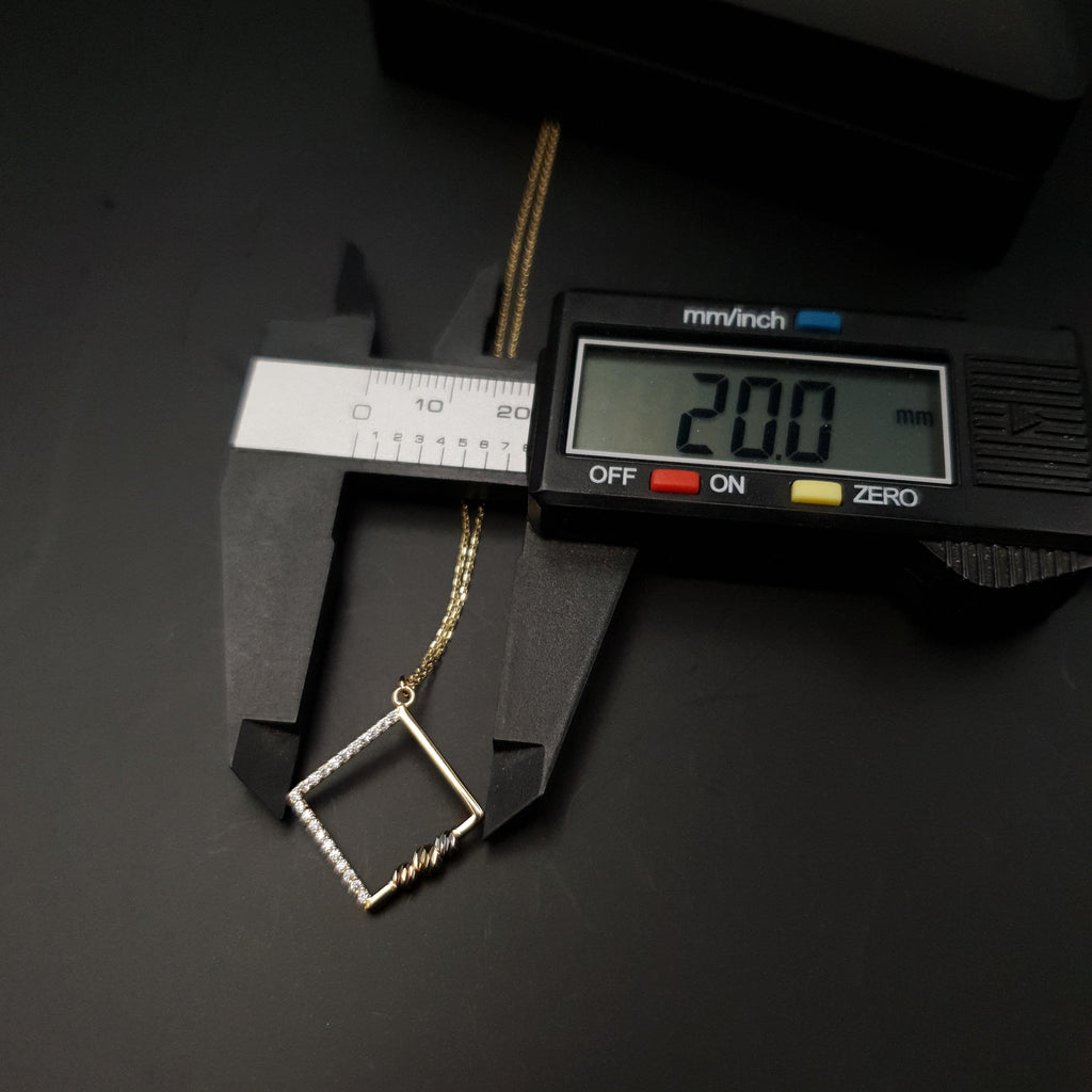 18k Gold Square Initial Necklace: Geometric Modern Design, Birthday Gift, Gift For her,