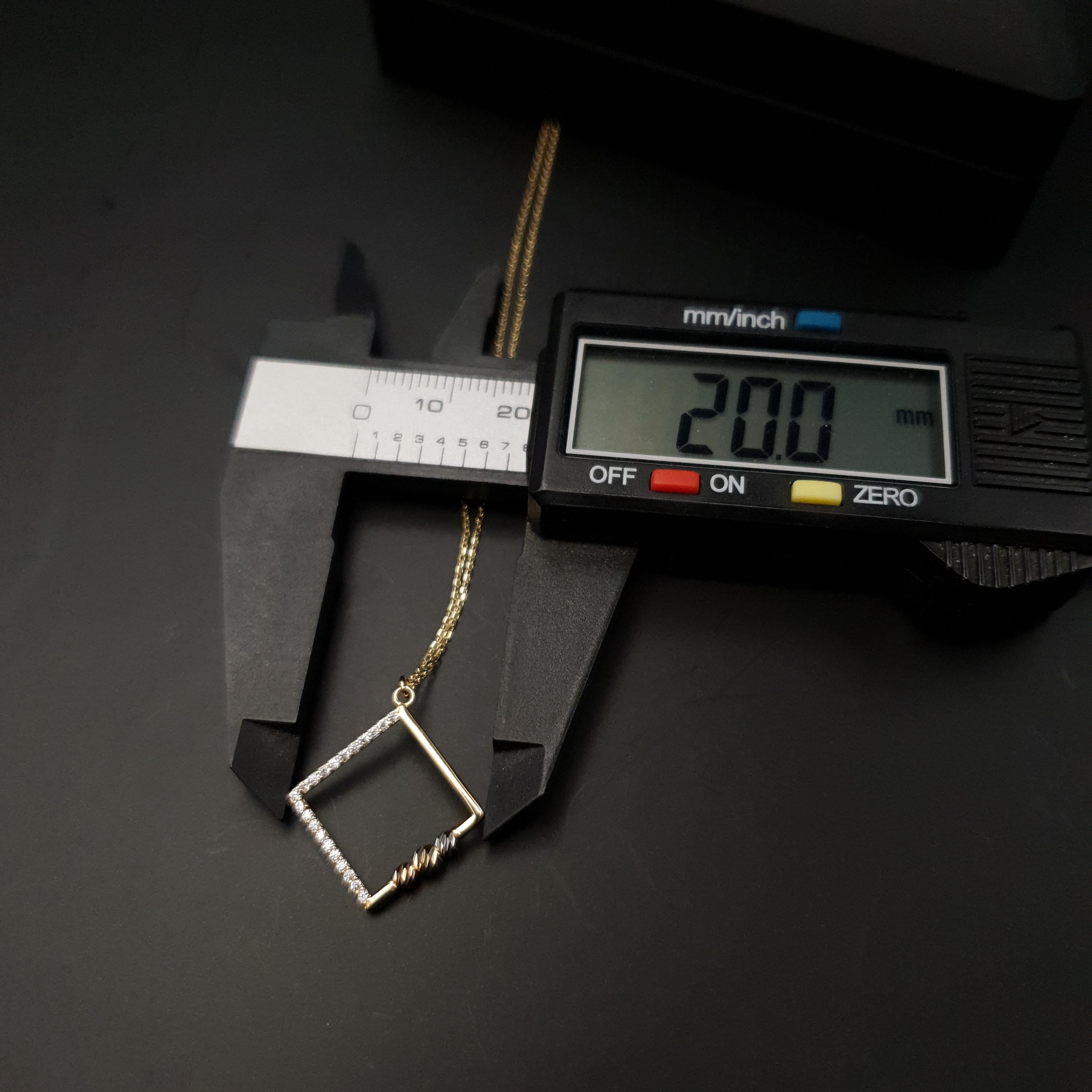 18k Gold Square Initial Necklace: Geometric Modern Design, Birthday Gift, Gift For her,