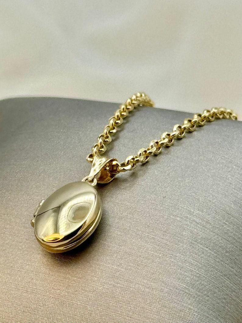 14k Real Gold Oval Locket Necklac,22 inch, Photo Memorial Pendant