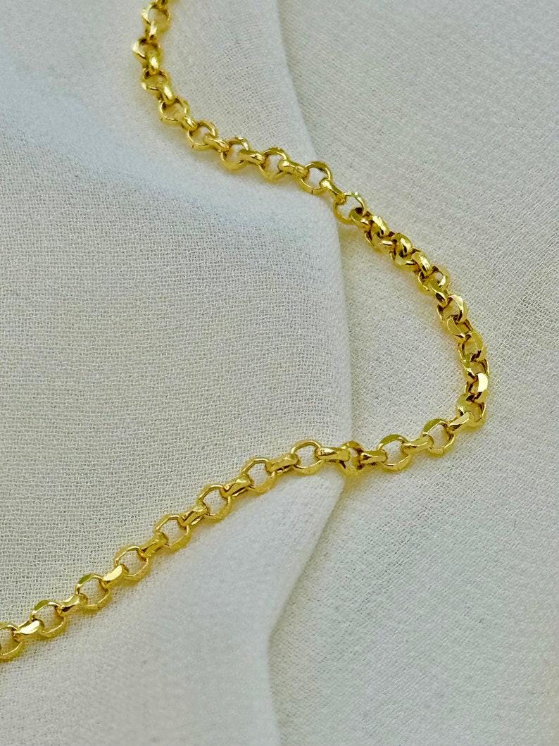 18k Gold Rolo Chain Necklace - 17.5 Inch - 2mm and 1.5mm Thickness