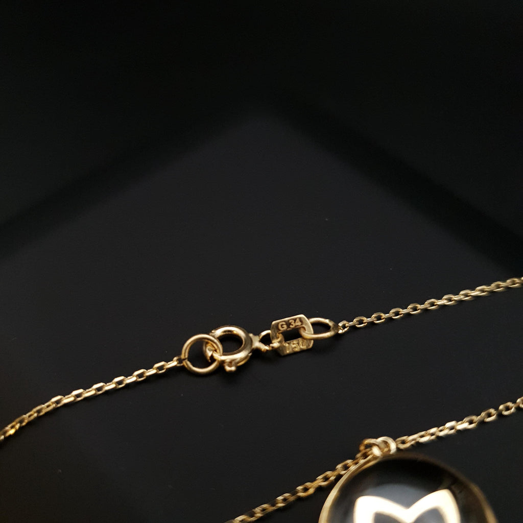 18K Gold Butterfly Epoxy Pendant Necklace - Floating Charm