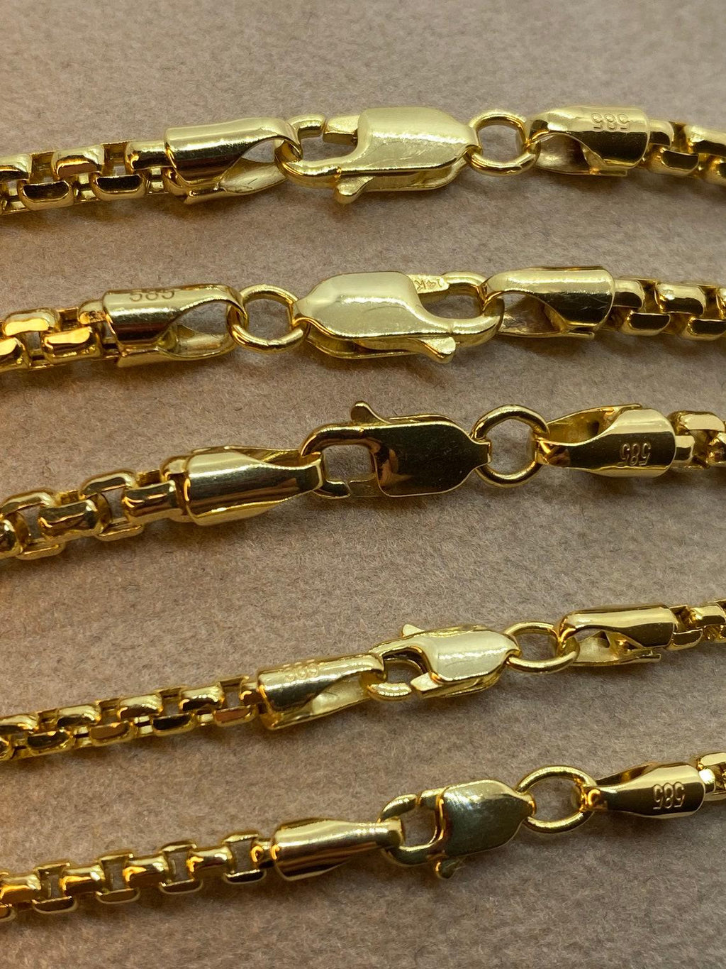 14K Solid Real Gold Box Chain Necklace 3.5mm, Unisex