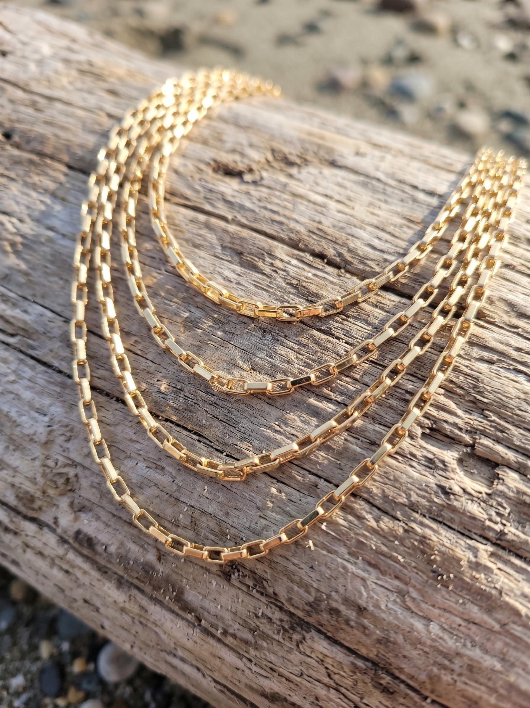 18k Gold Box Chain Necklace, 2.70mm Thickness, 18 Inch