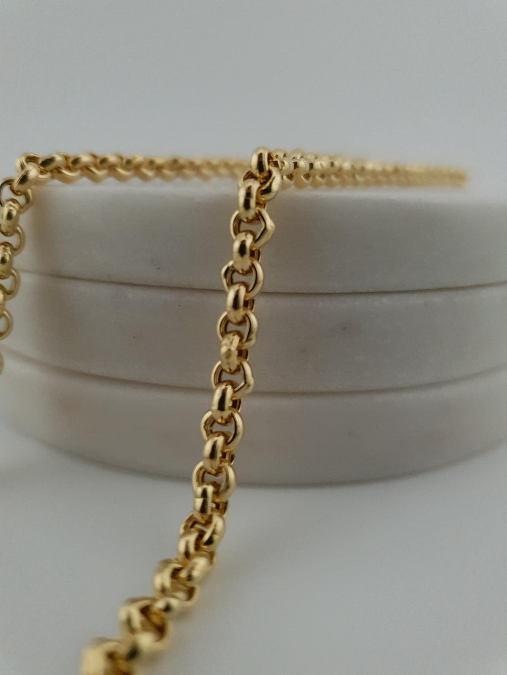 18K Gold Rolo Chain Necklace, Classic Round Link Chain, Unisex Fine Jewelry-24 inch