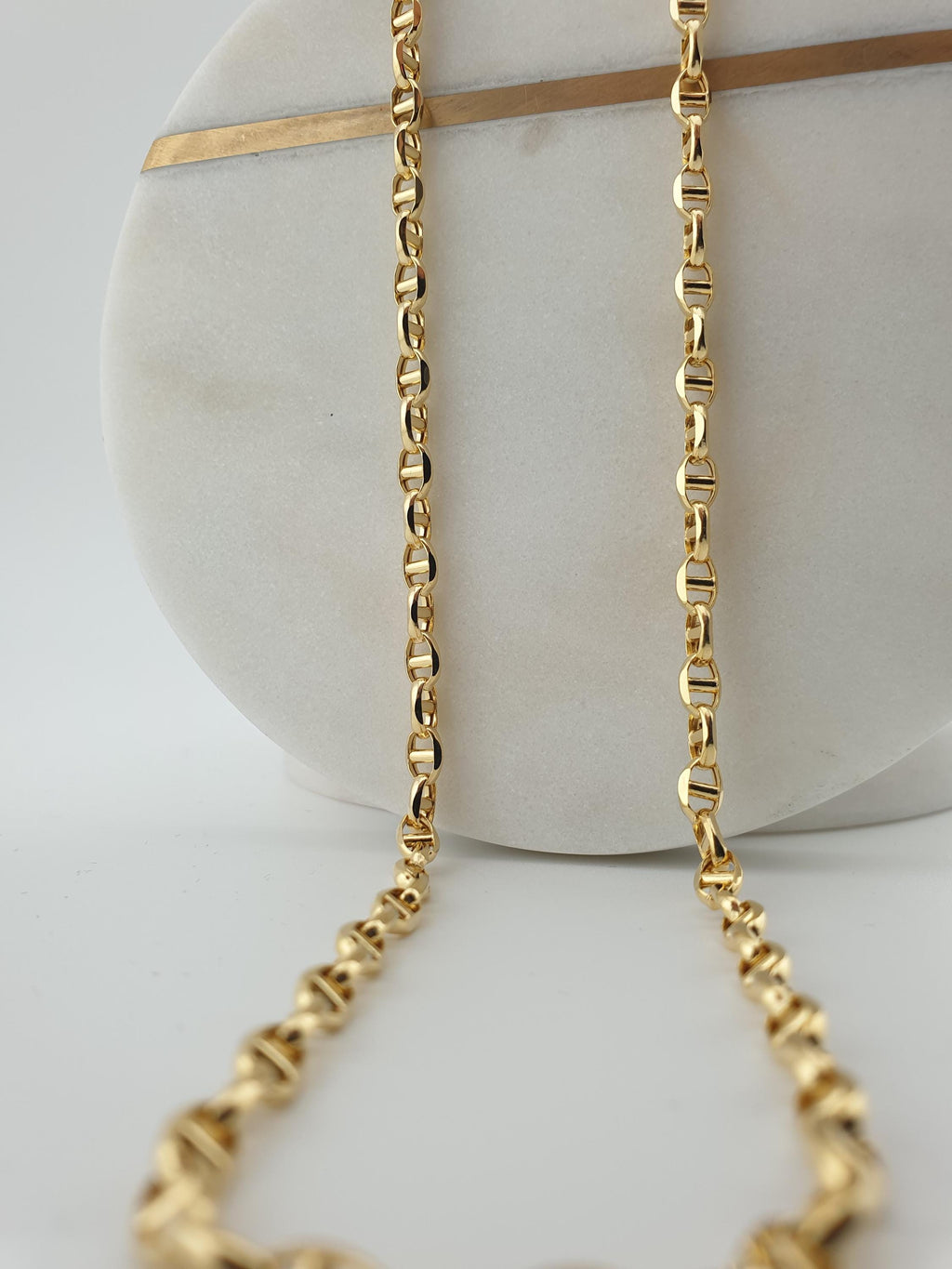 18K Solid Gold Anchor Chain Necklace – 3mm Minimalist Jewelry