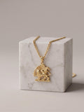 18k Solid Gold Lion and Sun Necklace: Pahlavi Symbol Pendant