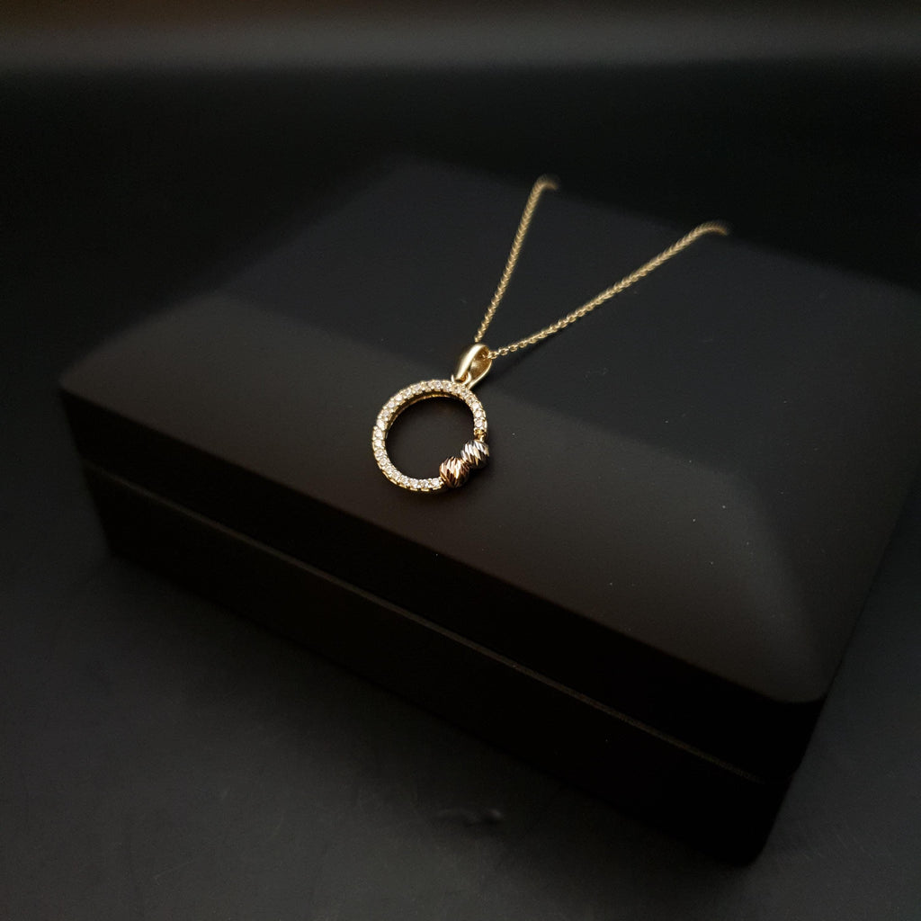 14K Gold Ring Pendant Necklace: Modern Circle Charm