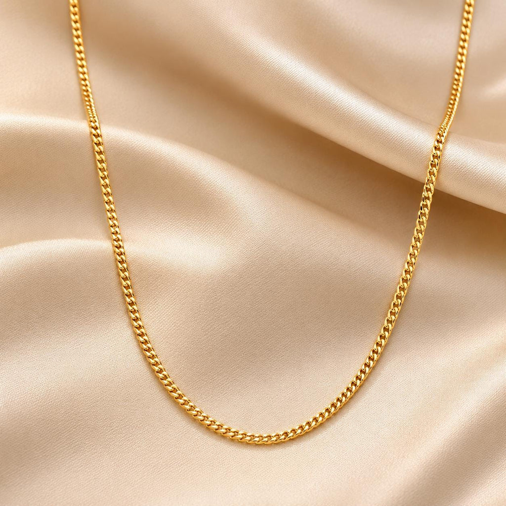14k Gold Franco Chain Necklace - 1.5mm Foxtail Chain, Unisex, Birthday gift