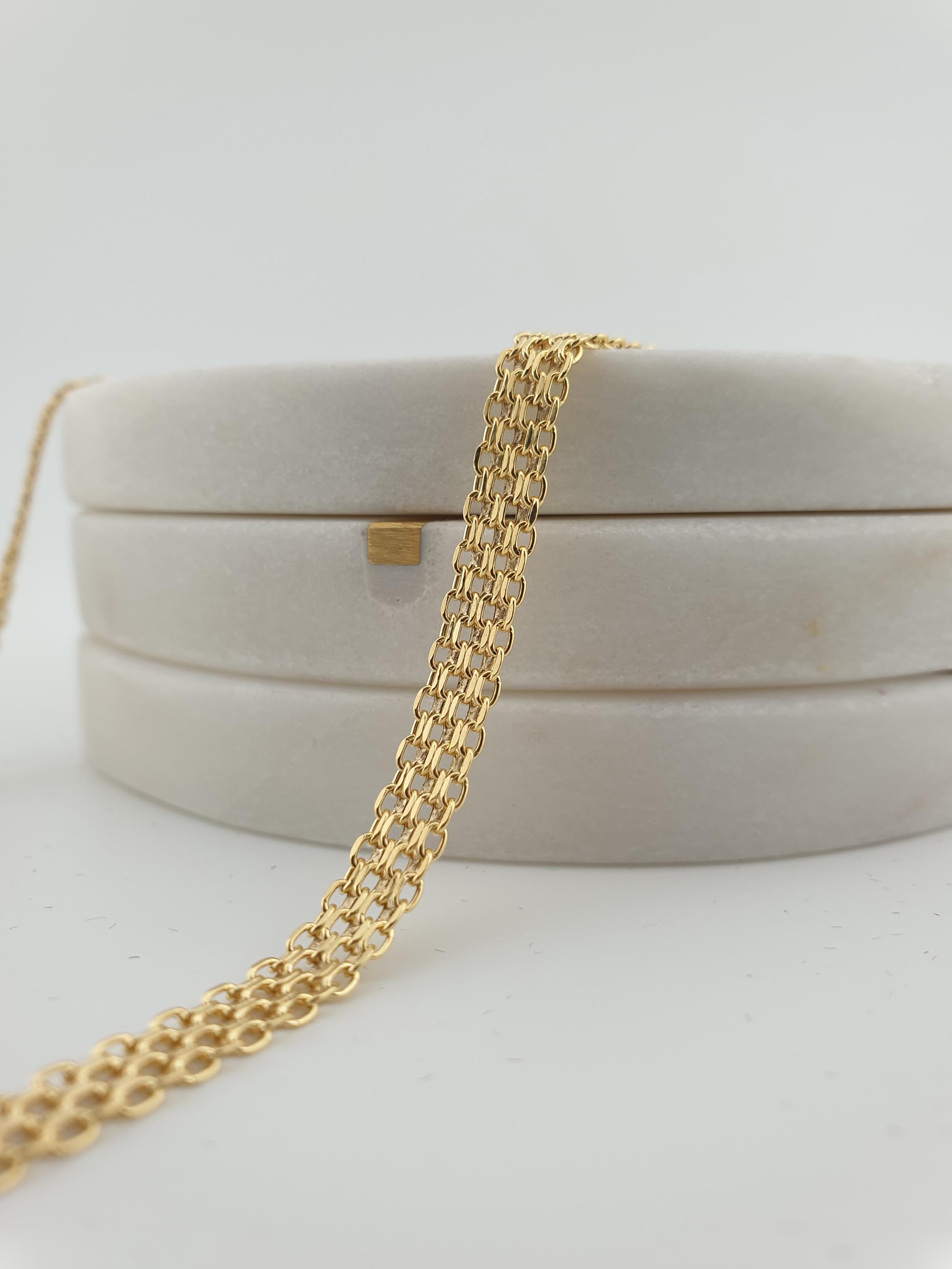 18K Gold Bismarck Chain Necklace – 18 Inch Length Fine Jewelry 5mm Thickness