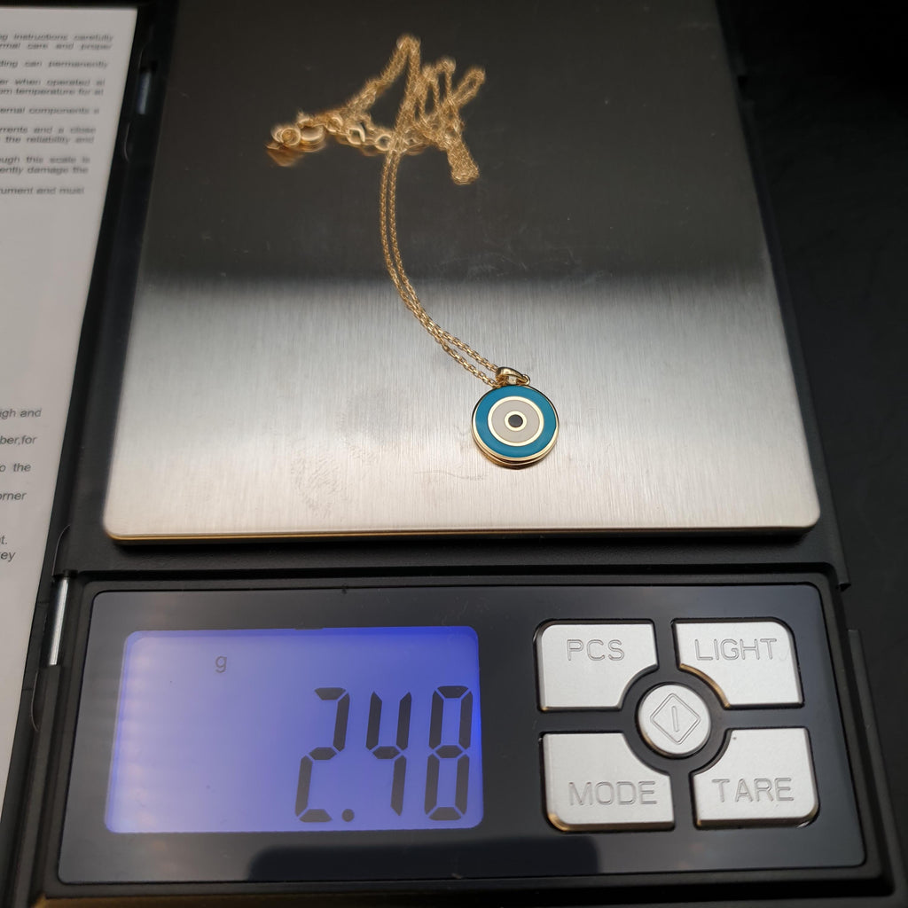 18K Gold Blue Evil Eye Pendant Necklace