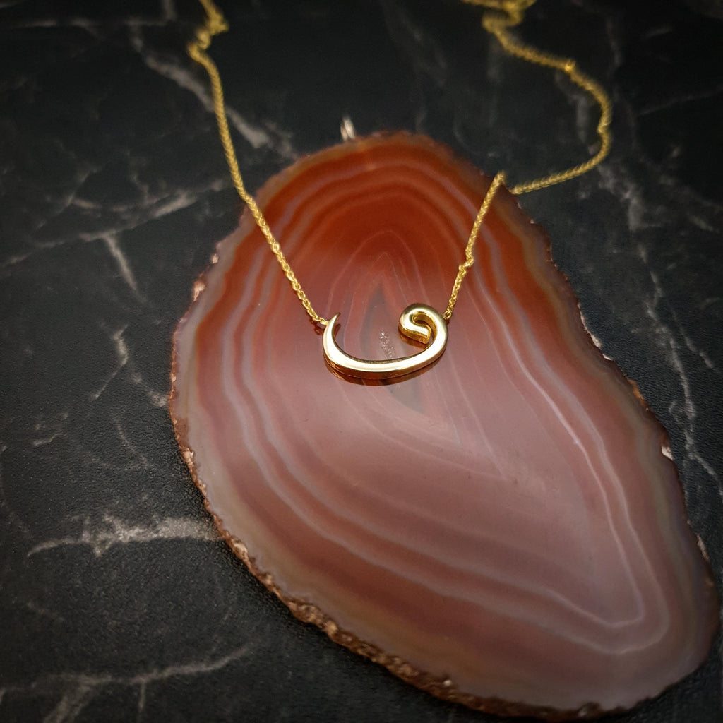 18K Gold Vav Letter Necklace: Persian Arabic Initial Pendant