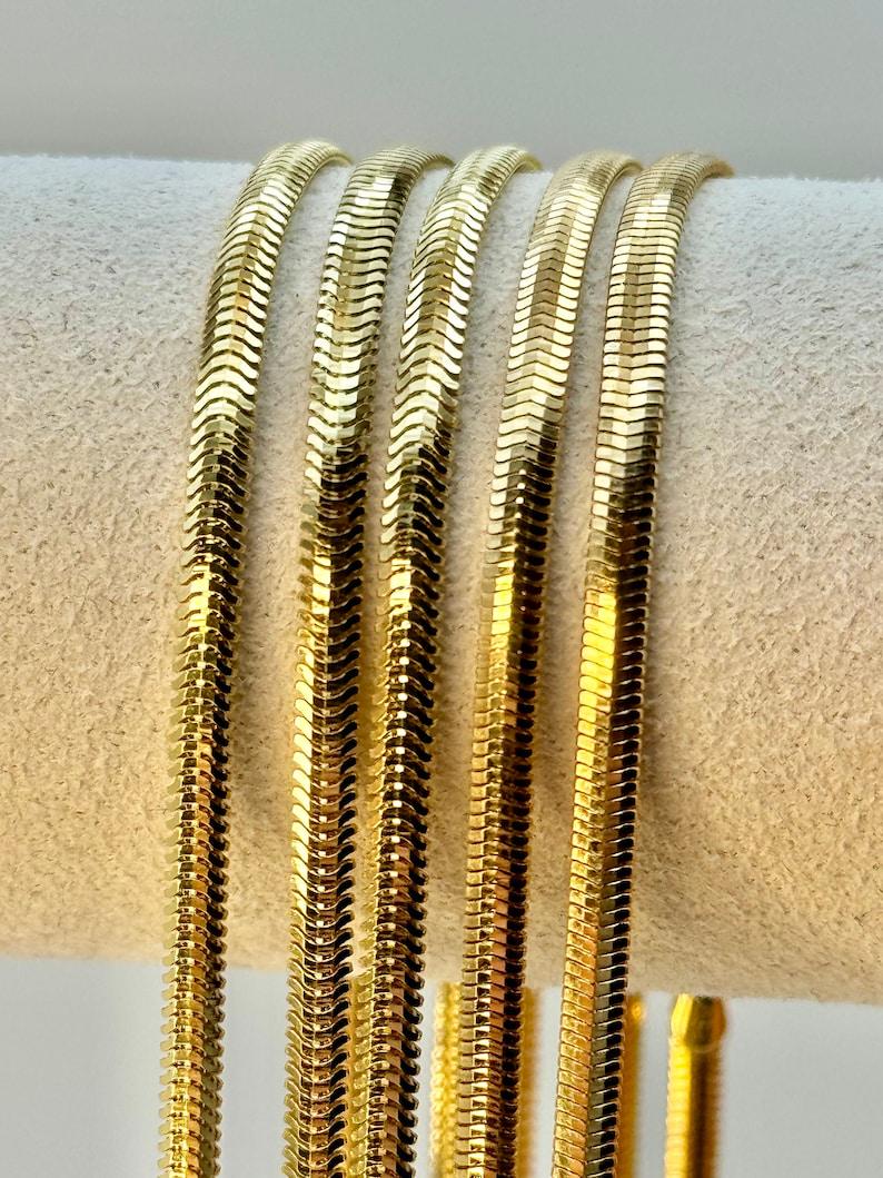 14k Real Gold Herringbone Snake Chain Necklace (2.6mm)