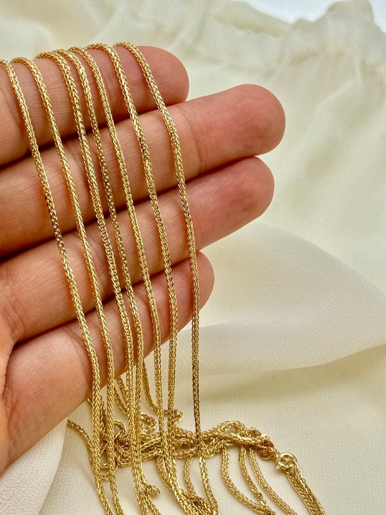 14k Gold Franco Chain Necklace - 1.5mm Foxtail Chain, Unisex, Birthday gift