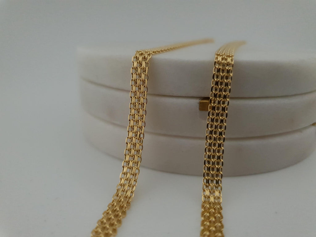 18K Gold Bismarck Chain Necklace – 18 Inch Length Fine Jewelry 5mm Thickness