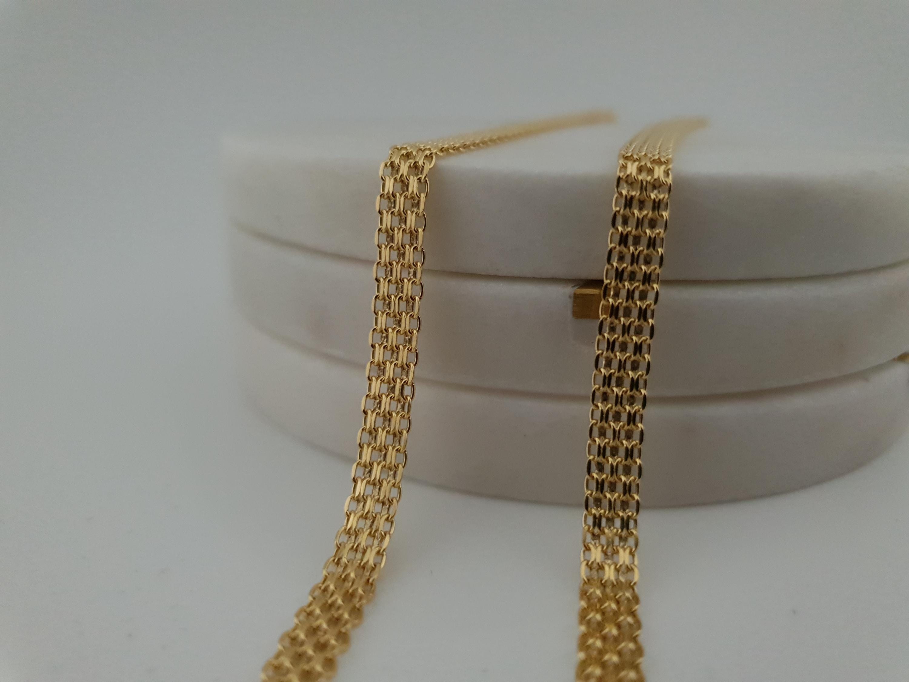 18K Gold Bismarck Chain Necklace – 18 Inch Length Fine Jewelry 5mm Thickness