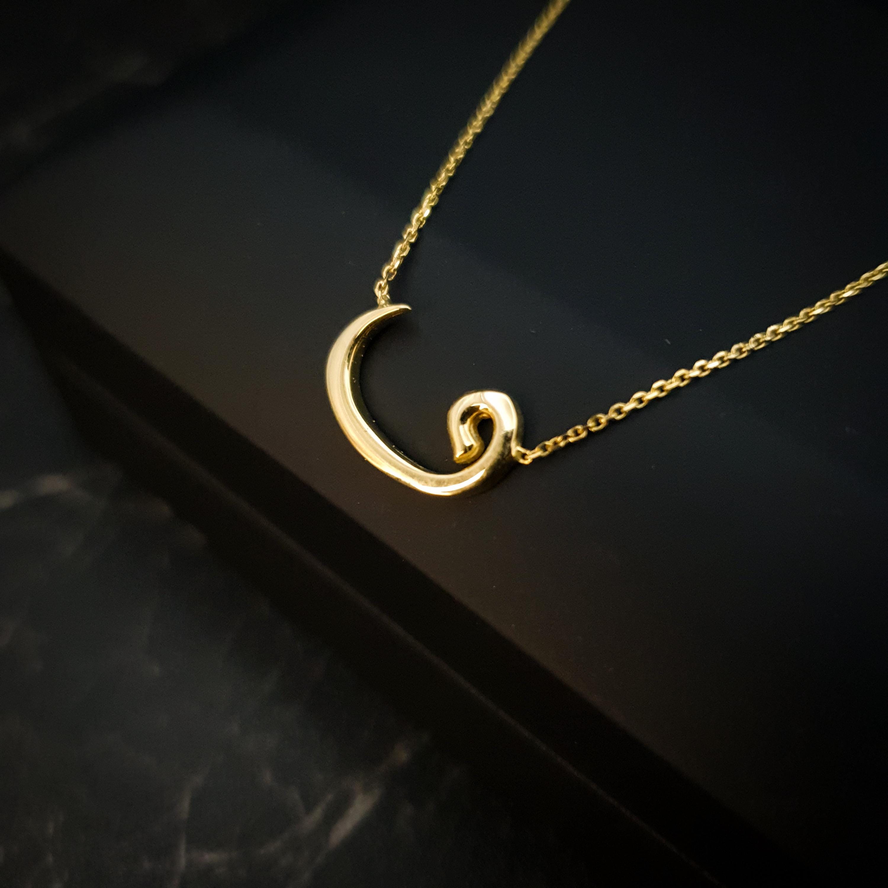 18K Gold Vav Letter Necklace: Persian Arabic Initial Pendant
