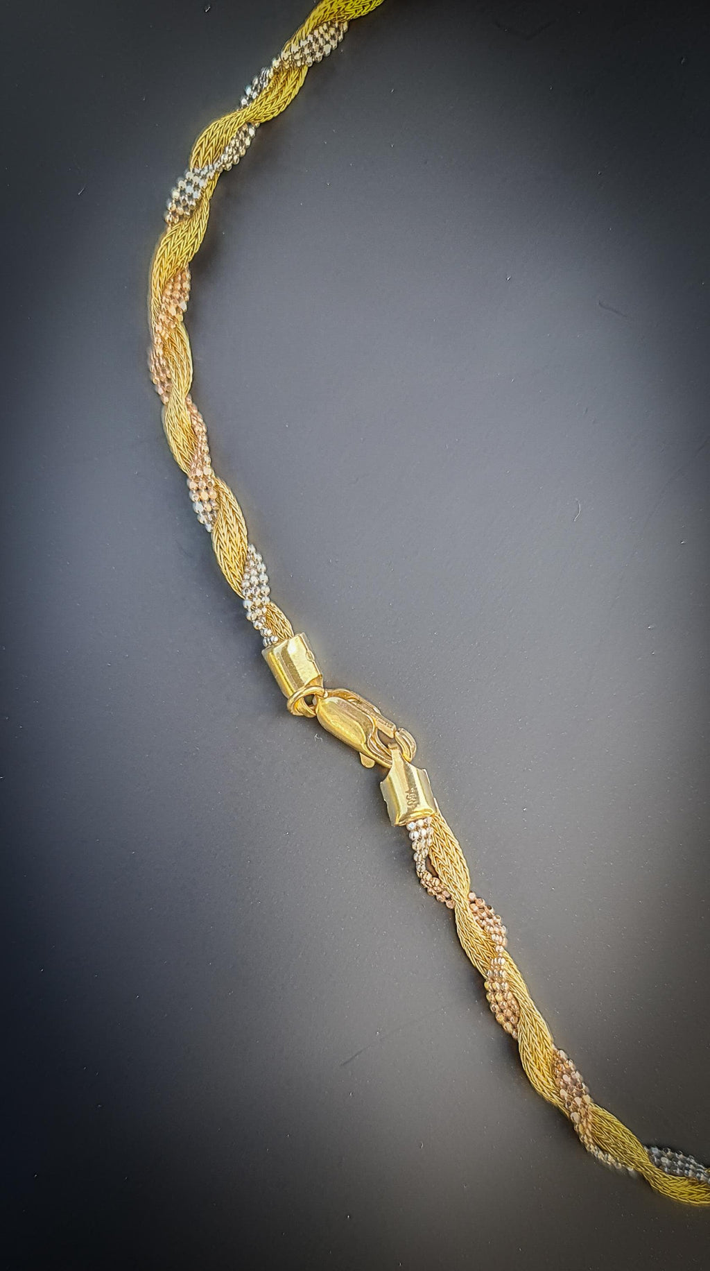 18K Gold Rope Chain 2 Color Necklace (White & Yellow) , 4mm