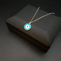 18K Gold Blue Evil Eye Pendant Necklace