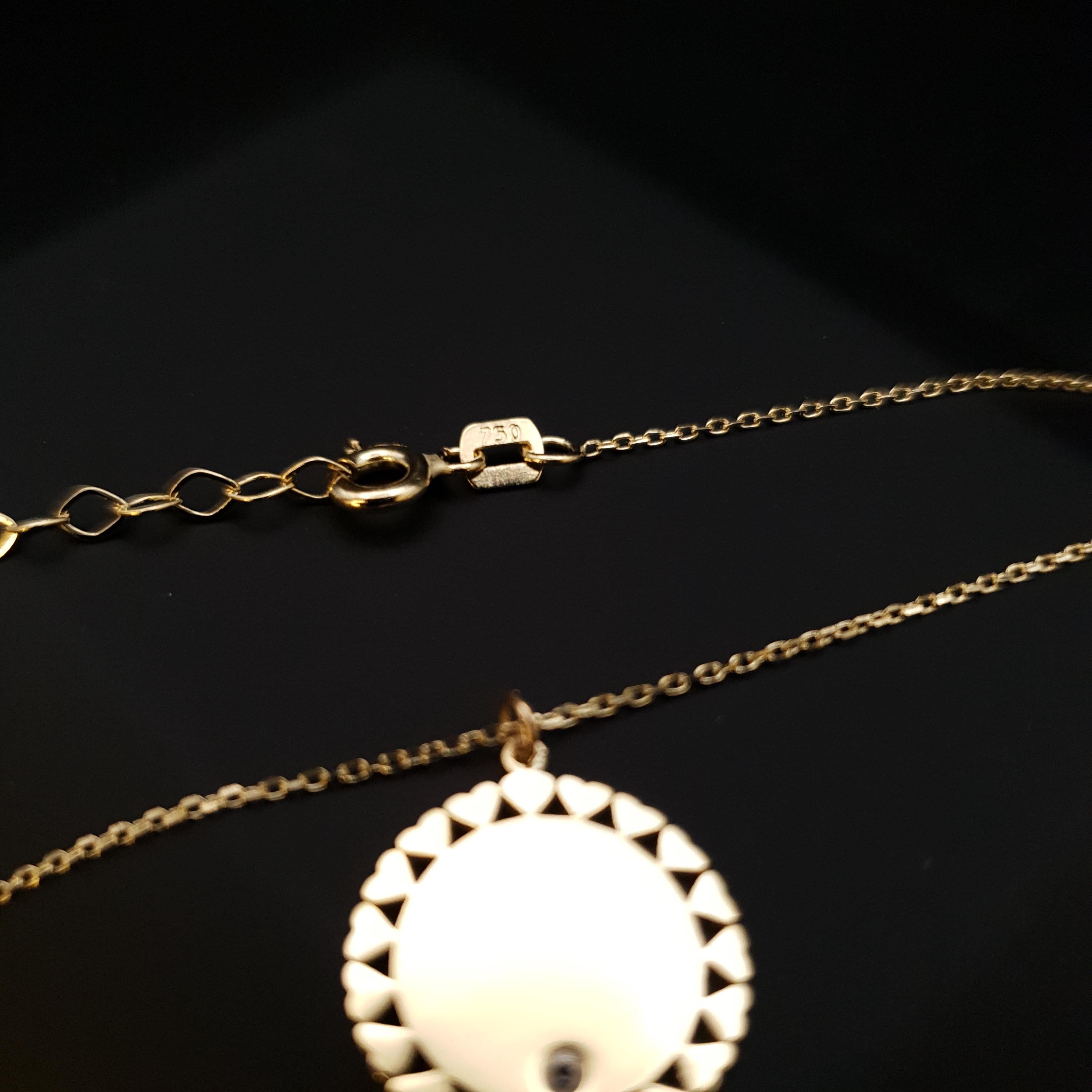18K Gold Circle Pendant Necklace: Love Circle, 18 inch