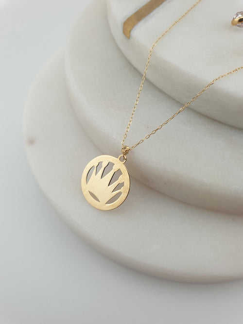 14K Gold Crown Pendant Necklace, Minimalist Charm
