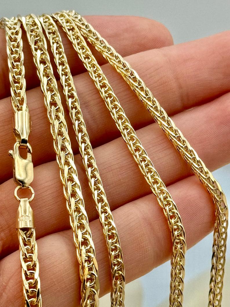 14K Real Gold  Franco Chain Necklace (4mm, 3mm), Unisex, Birthday gift, Foxtail Chain