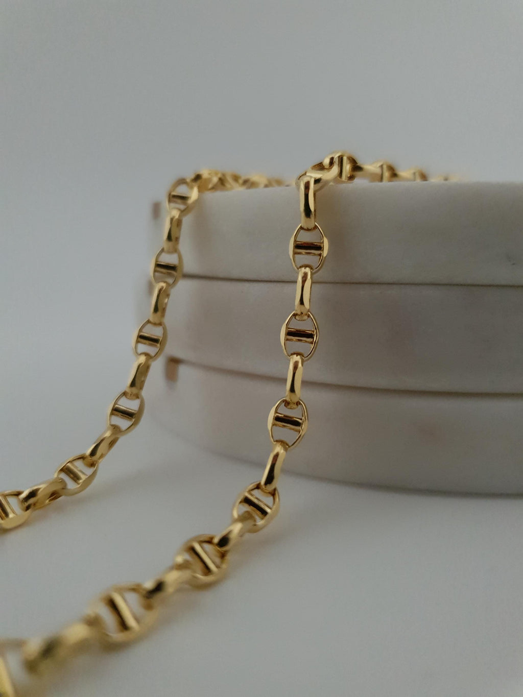 18K Solid Gold Anchor Chain Necklace – 3mm Minimalist Jewelry