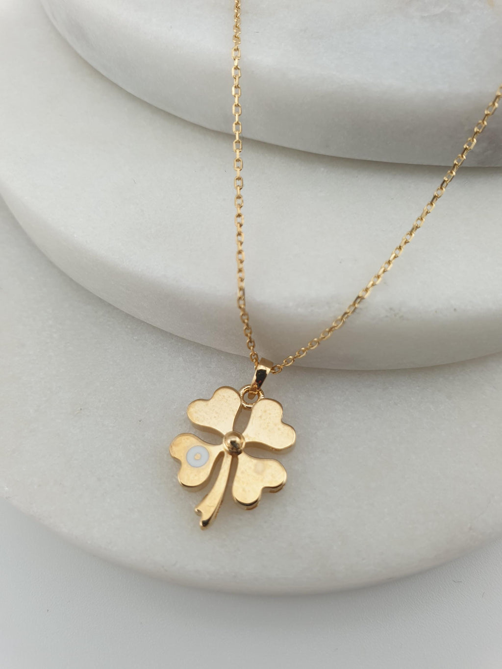 14K Gold Four Leaf Clover Necklace: Lucky Charm Pendant