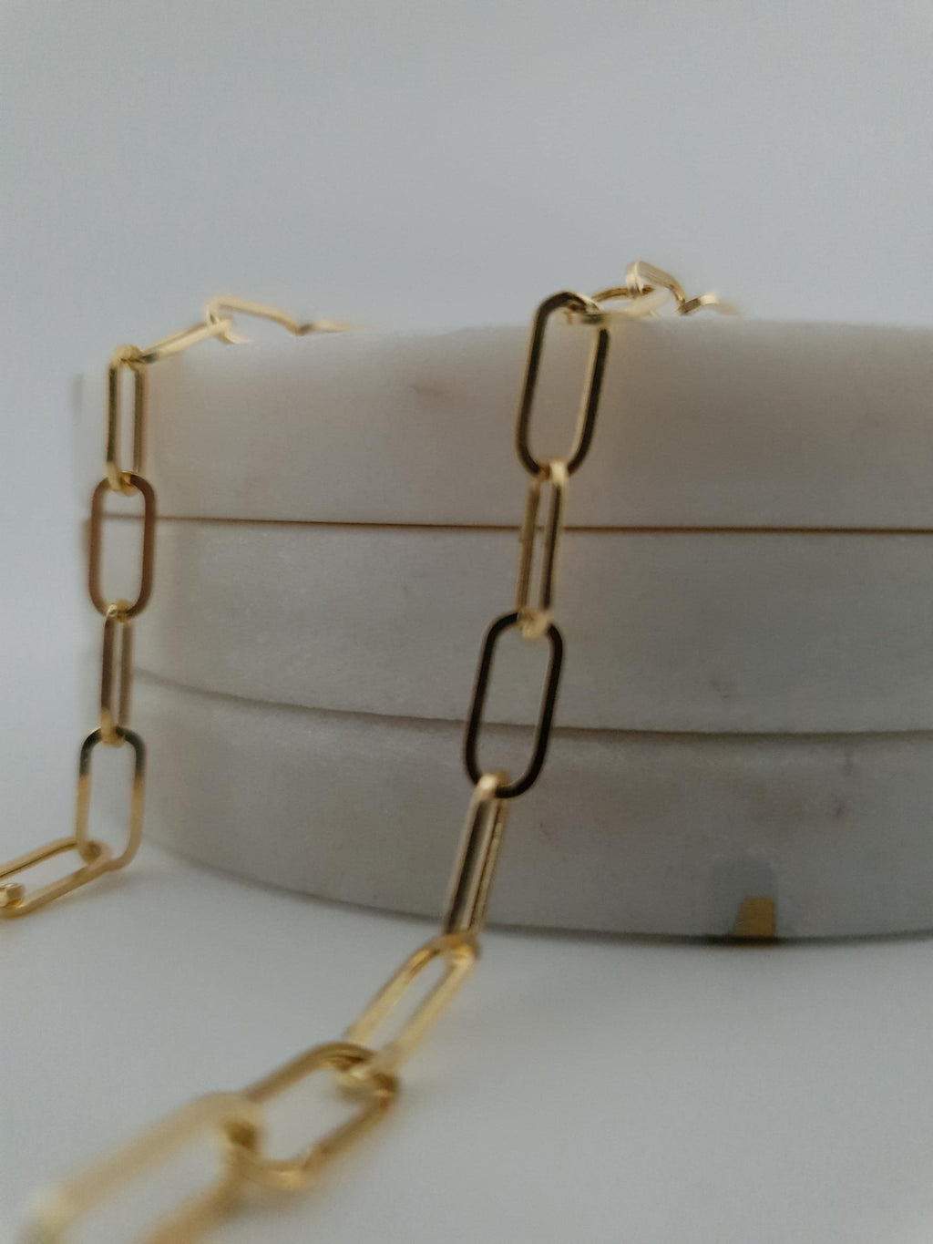18k Gold Paperclip Chain Necklace: Real Gold Oval Link, 3.3MM Thickness