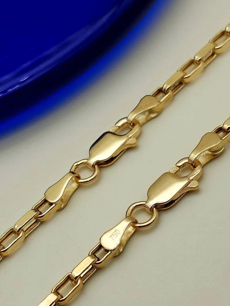 18k Gold Box Chain Necklace, 2.70mm Thickness, 18 Inch