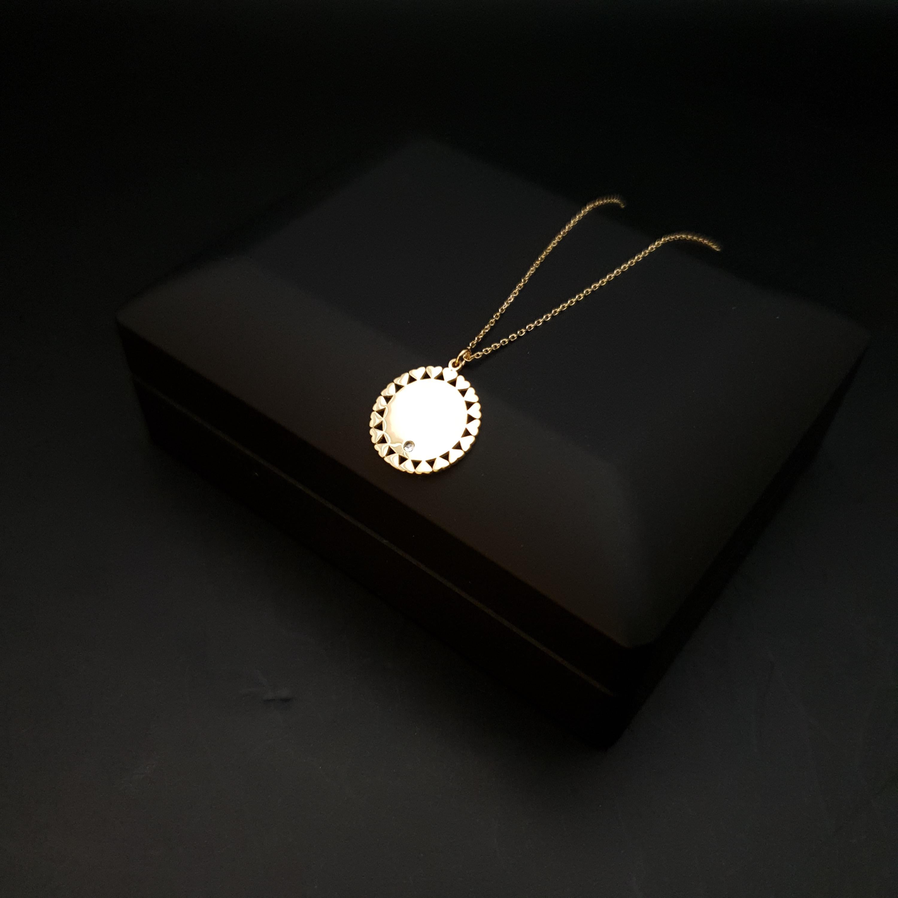 18K Gold Circle Pendant Necklace: Love Circle, 18 inch