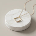 18k Gold Square Initial Necklace: Geometric Modern Design, Birthday Gift, Gift For her,