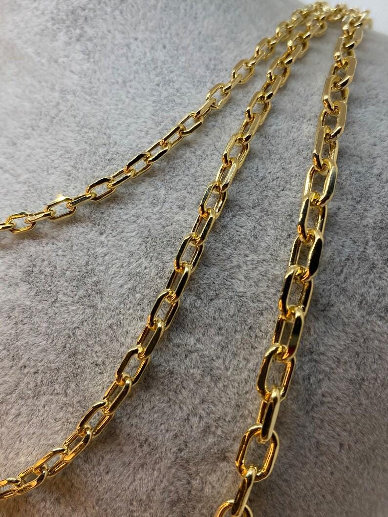 14K Real Gold Cable Chain Necklace, Paperclip Style, Trending Jewelry