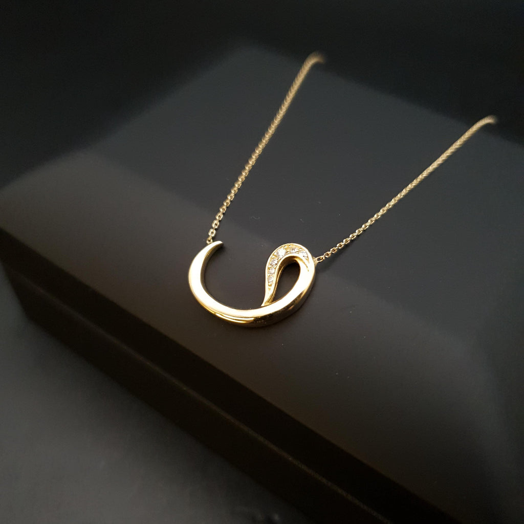 18K Gold Vav Letter Pendant Necklace - Persian Initial Jewelry