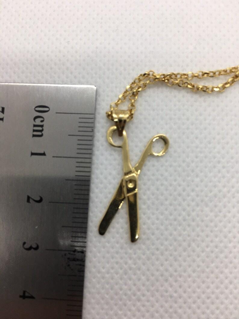 18K Real Gold Scissor Necklace - Rolo Chain Hair Stylist Gift (19.5 inches)