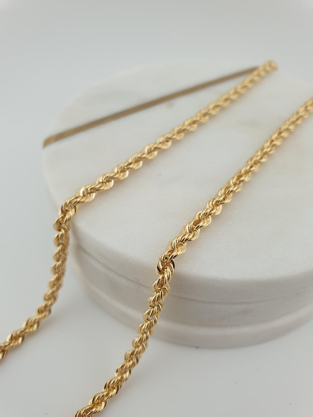 18K Gold Rope Chain Necklace 25 inch- 3.8mm Thickness – Twist Chain, Luxury Minimal Jewelry