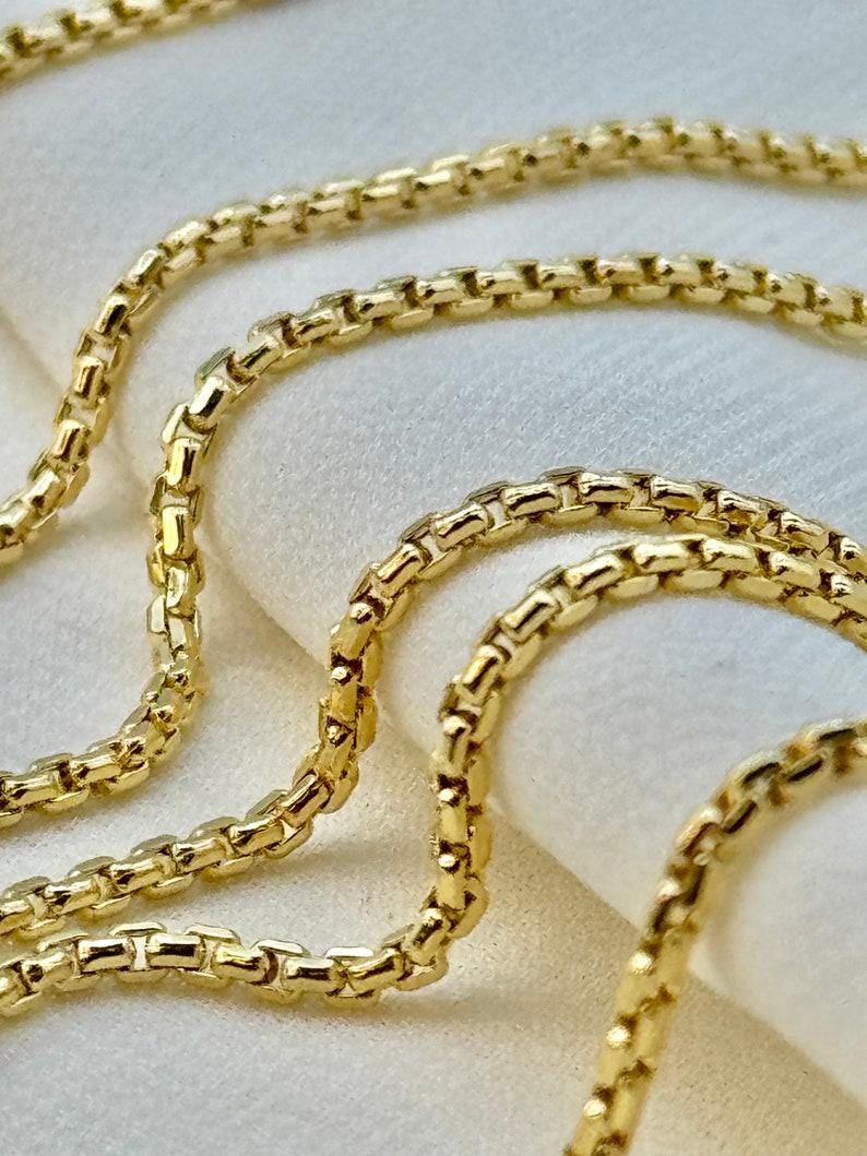 14K Solid Real Gold Box Chain Necklace 2mm, Unisex