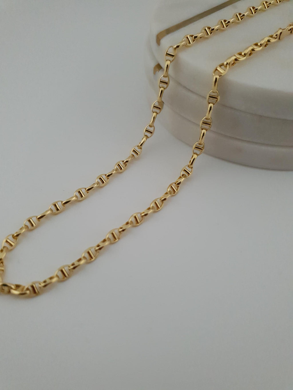 18K Solid Gold Anchor Chain Necklace – 3mm Minimalist Jewelry